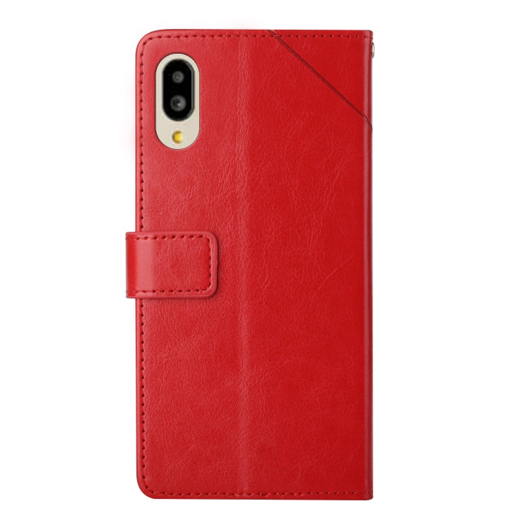 For Sharp Aquos / Simple Sumaho 6 Y Stitching Horizontal Flip Leather Phone Case