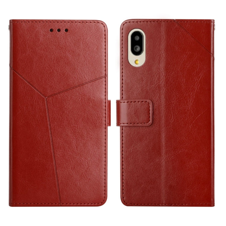 For Sharp Aquos / Simple Sumaho 6 Y Stitching Horizontal Flip Leather Phone Case