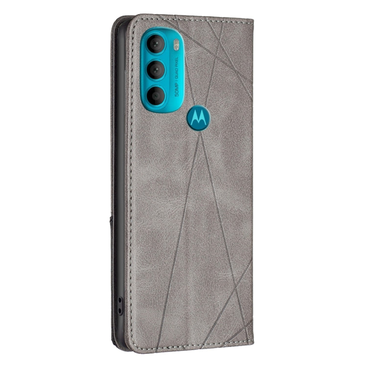 For Motorola Moto G71 5G Prismatic Invisible Magnetic Leather Phone Case