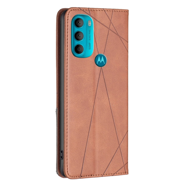 For Motorola Moto G71 5G Prismatic Invisible Magnetic Leather Phone Case