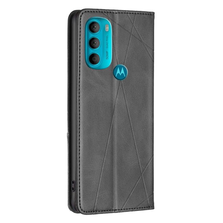 For Motorola Moto G71 5G Prismatic Invisible Magnetic Leather Phone Case