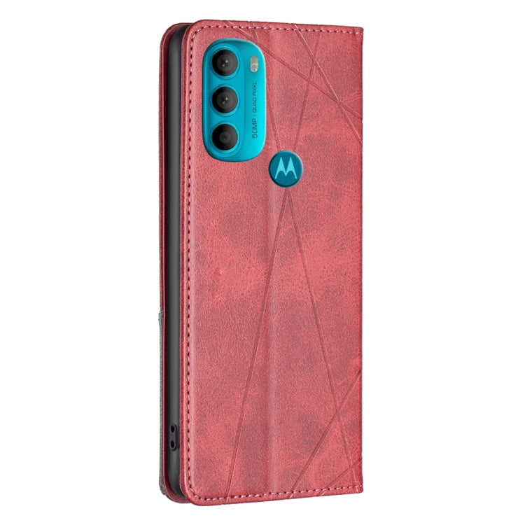 For Motorola Moto G71 5G Prismatic Invisible Magnetic Leather Phone Case