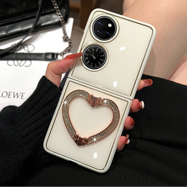 For Huawei P50 Pocket Diamond Heart Holder Phone Case