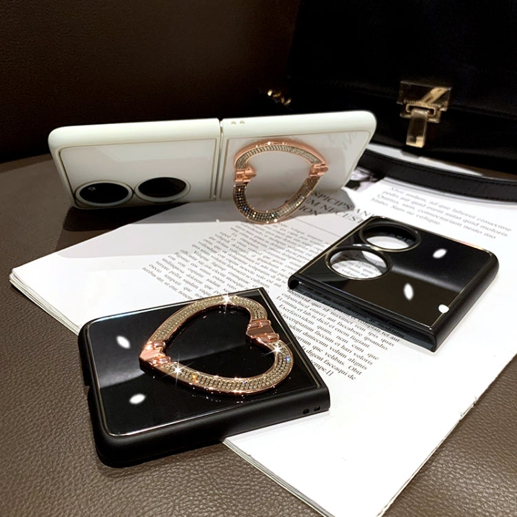 For Huawei P50 Pocket Diamond Heart Holder Phone Case