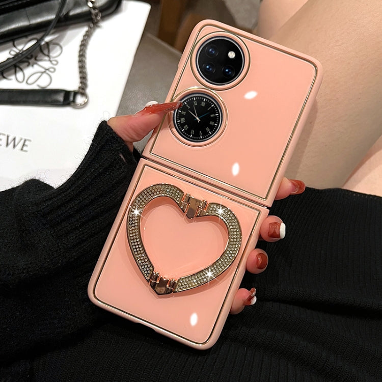 For Huawei P50 Pocket Diamond Heart Holder Phone Case