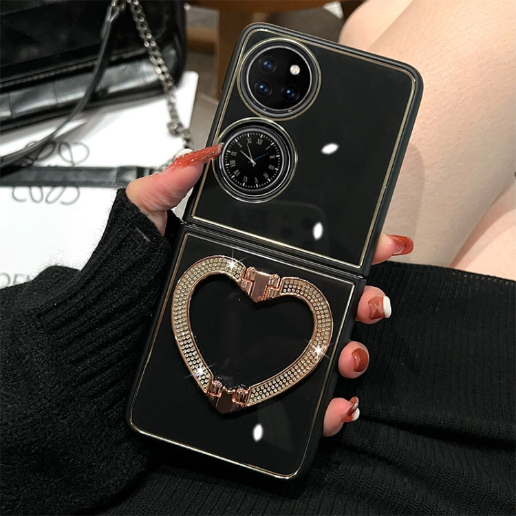 For Huawei P50 Pocket Diamond Heart Holder Phone Case