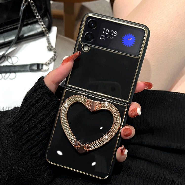 For Samsung Galaxy Z Flip3 5G Diamond Heart Holder Phone Case