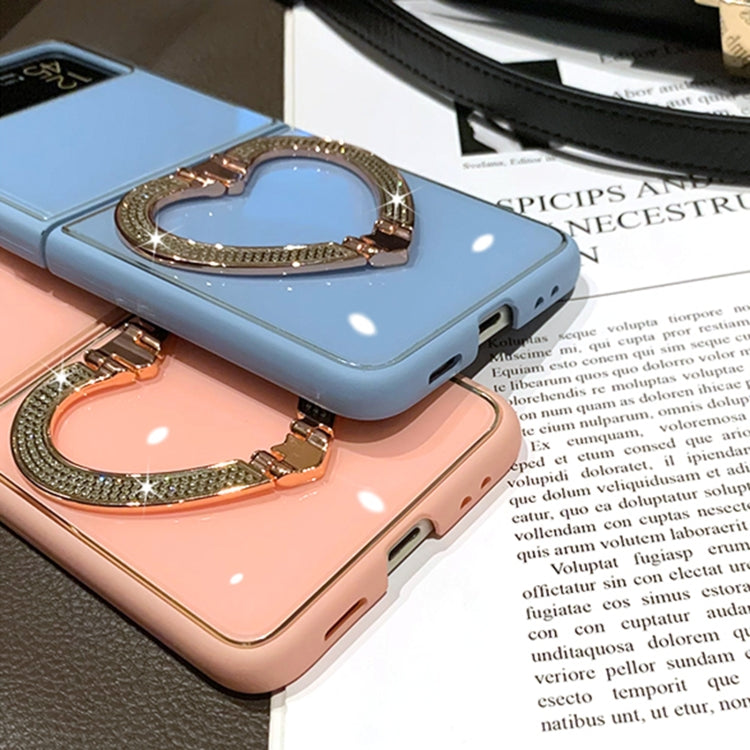 For Samsung Galaxy Z Flip3 5G Diamond Heart Holder Phone Case