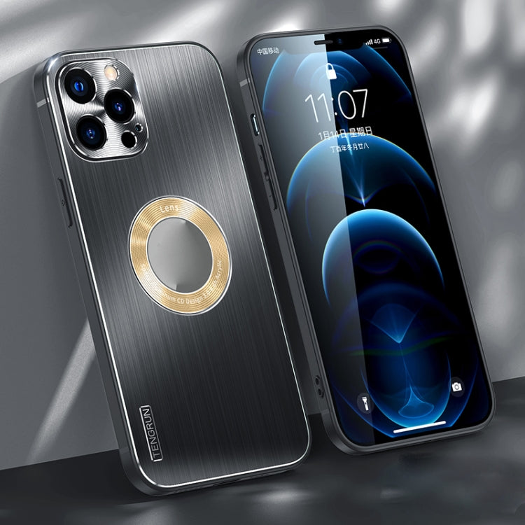 For iPhone 13 Pro Max Brushed Texture Metal + Silicone Phone Case