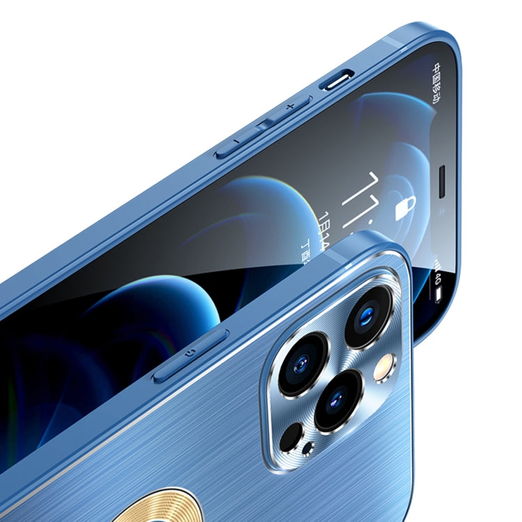 For iPhone 12 Pro Brushed Texture Metal + Silicone Phone Case