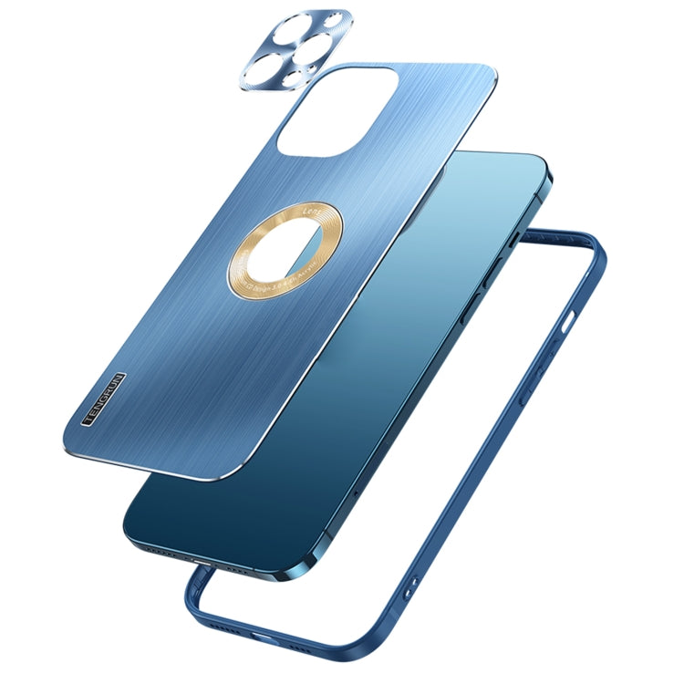 For iPhone 12 Pro Max Brushed Texture Metal + Silicone Phone Case