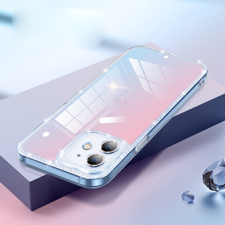 For iPhone 12 Diamond Glitter Powder Lens Protector Glass Phone Case