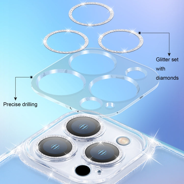 For iPhone 12 Diamond Glitter Powder Lens Protector Glass Phone Case