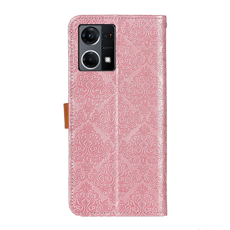For OPPO Reno7 4G / F21 Pro 4G European Floral Embossed Leather Phone Case