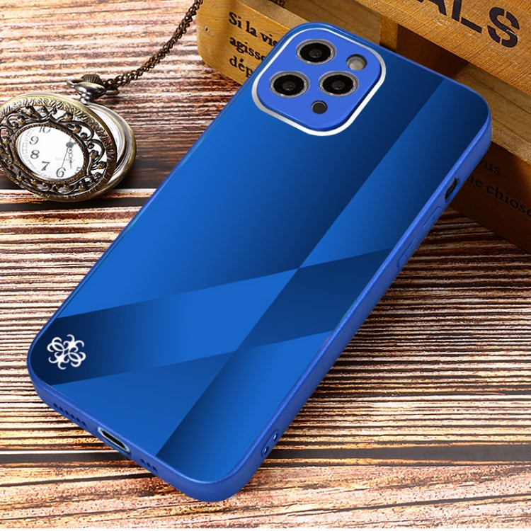 For iPhone 11 Pro Max X10A Texture TPU + Tempered Glass Phone Case