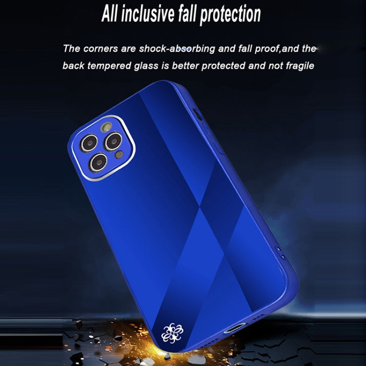 For iPhone 12 Pro Max X10A Texture TPU + Tempered Glass Phone Case