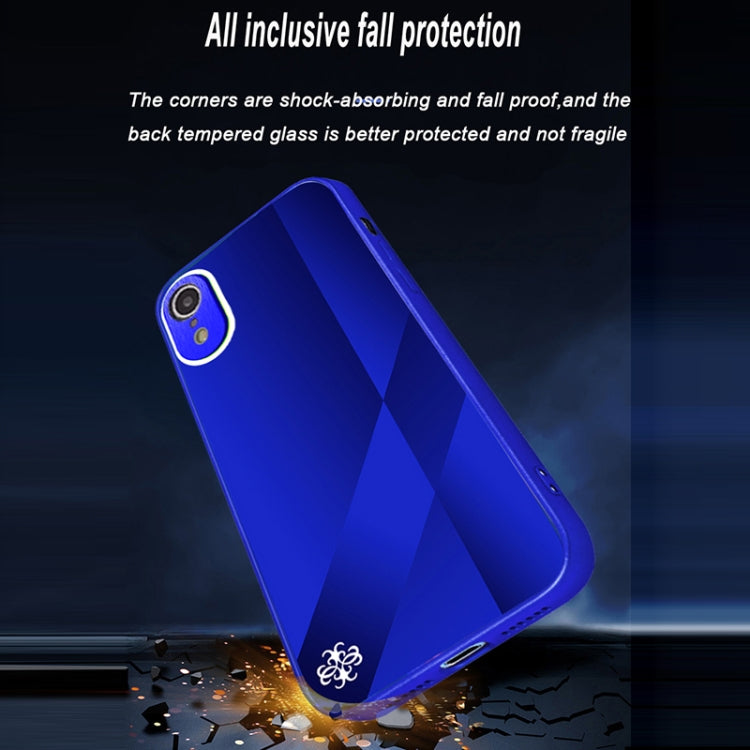 For iPhone XR X10A Texture TPU + Tempered Glass Phone Case