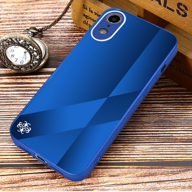 For iPhone XR X10A Texture TPU + Tempered Glass Phone Case