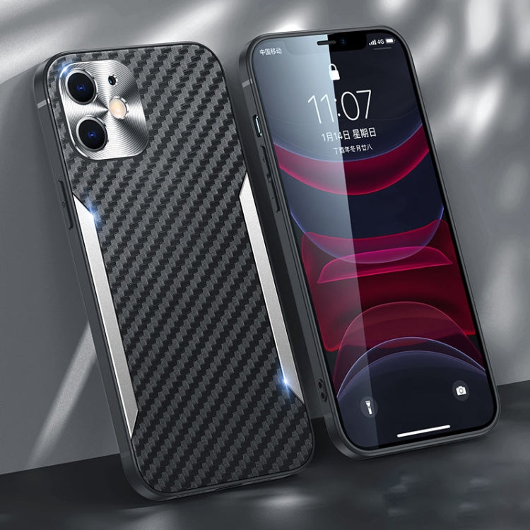 For iPhone 12 Carbon Fiber PC + TPU Phone Case
