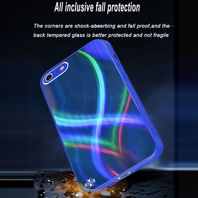 For iPhone SE 2022 / SE 2020 / 8 / 7 Cross S Texture TPU + Tempered Glass Phone Case