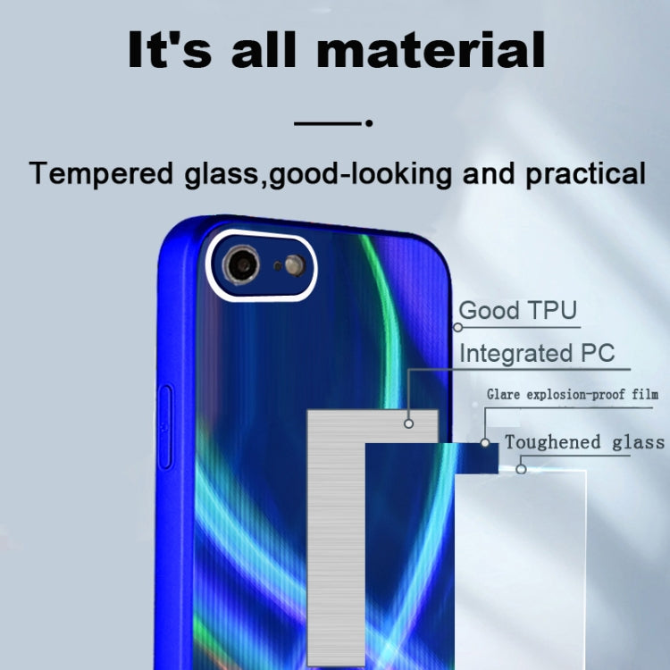 For iPhone SE 2022 / SE 2020 / 8 / 7 Cross S Texture TPU + Tempered Glass Phone Case