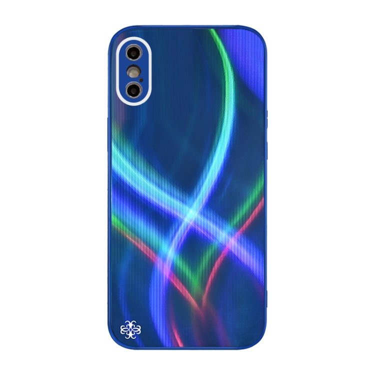 For iPhone XS Max Cross S Texture TPU + Tempered Glass Phone Case