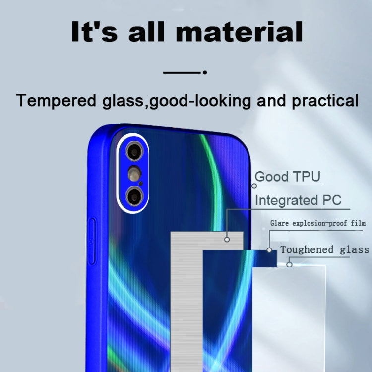 For iPhone XS Max Cross S Texture TPU + Tempered Glass Phone Case