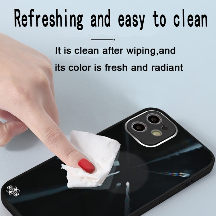 For iPhone 11 Convex Lens Texture TPU + Tempered Glass Phone Case