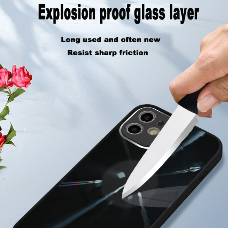 For iPhone 12 Convex Lens Texture TPU + Tempered Glass Phone Case
