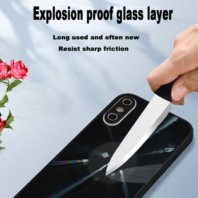 For iPhone X / XS Convex Lens Texture TPU + Tempered Glass Phone Case