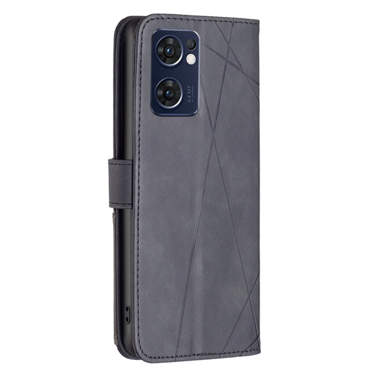 For OPPO Reno7 5G/Find X5 Lite BF05 Magnetic Buckle Rhombus Texture Leather Phone Case