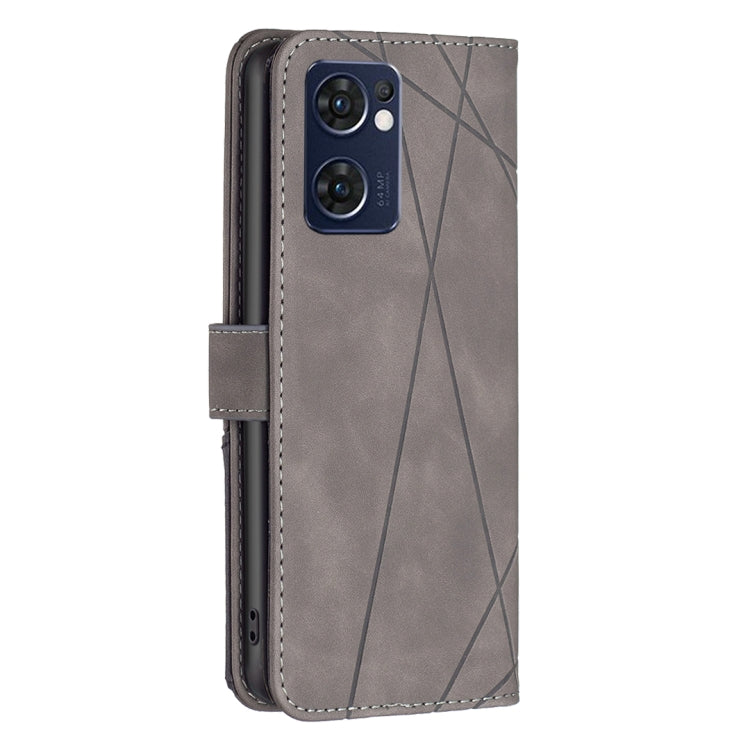 For OPPO Reno7 5G/Find X5 Lite BF05 Magnetic Buckle Rhombus Texture Leather Phone Case