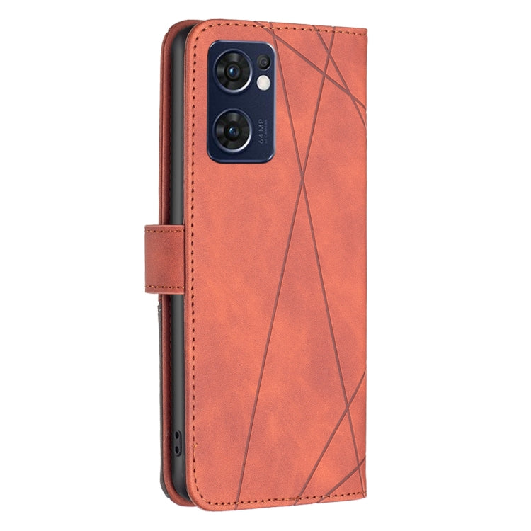 For OPPO Reno7 5G/Find X5 Lite BF05 Magnetic Buckle Rhombus Texture Leather Phone Case