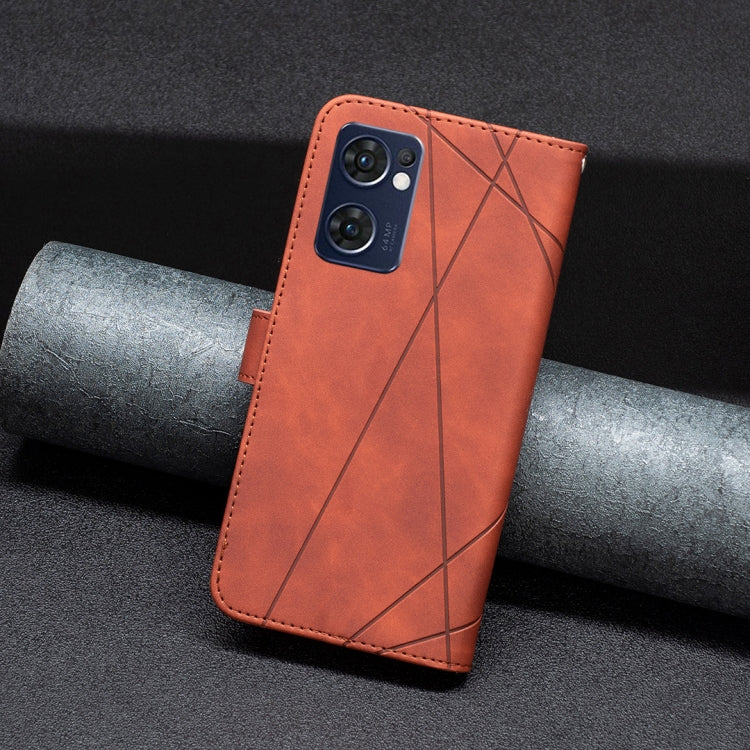 For OPPO Reno7 5G/Find X5 Lite BF05 Magnetic Buckle Rhombus Texture Leather Phone Case
