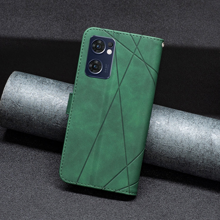 For OPPO Reno7 5G/Find X5 Lite BF05 Magnetic Buckle Rhombus Texture Leather Phone Case