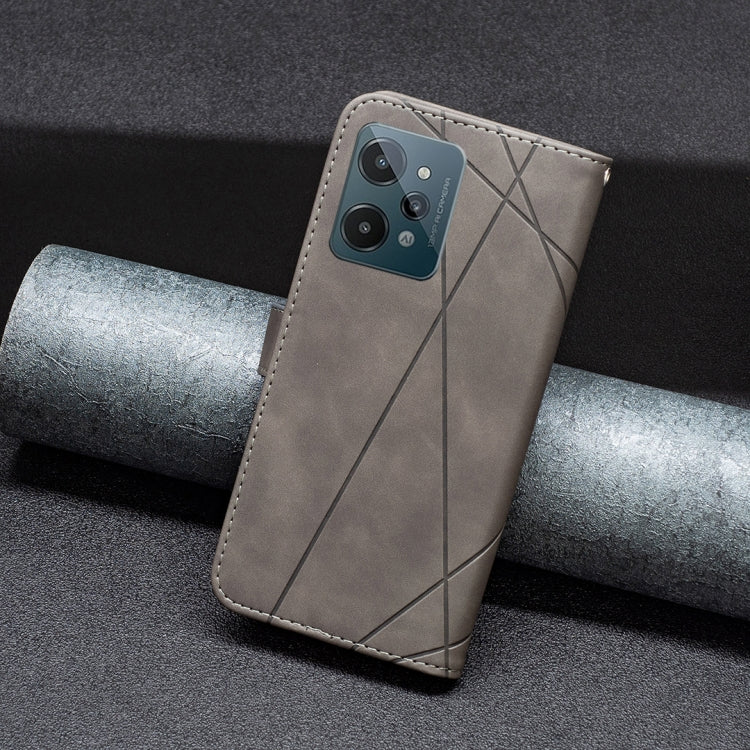 For OPPO Realme C31 BF05 Magnetic Buckle Rhombus Texture Leather Phone Case