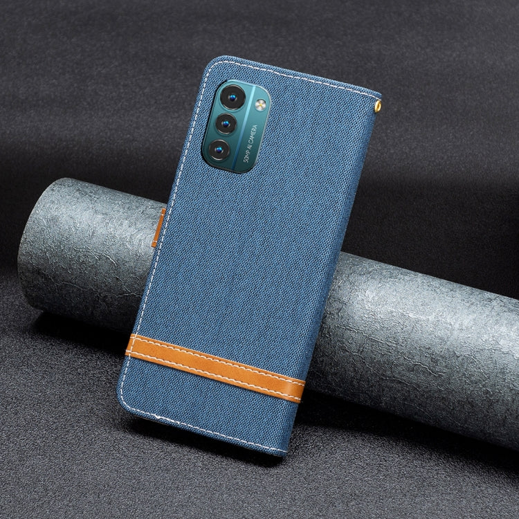 For Nokia G11 / G21 Color Matching Denim Texture Horizontal Flip Leather Case