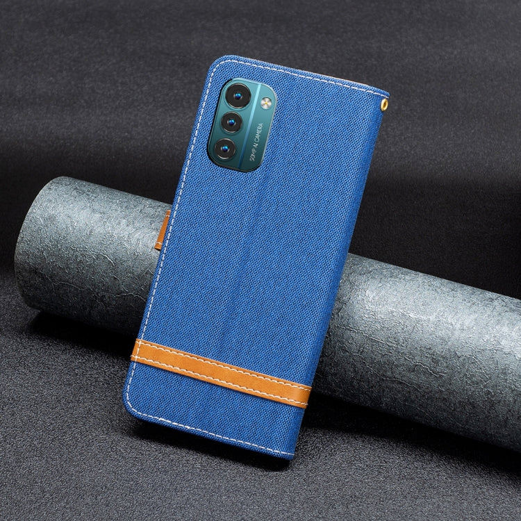 For Nokia G11 / G21 Color Matching Denim Texture Horizontal Flip Leather Case