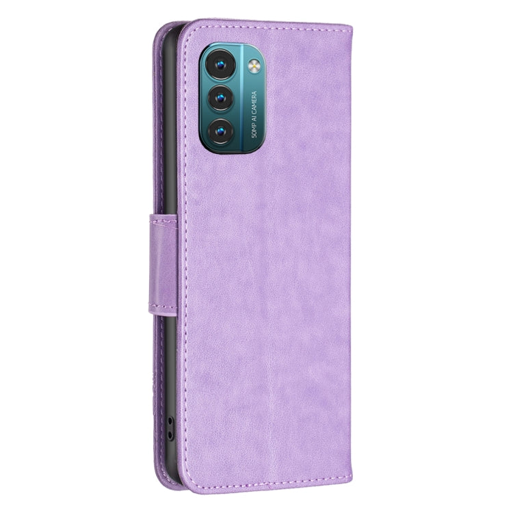 For Nokia G11 / G21 Embossing Two Butterflies Pattern Horizontal Flip PU Leather Case