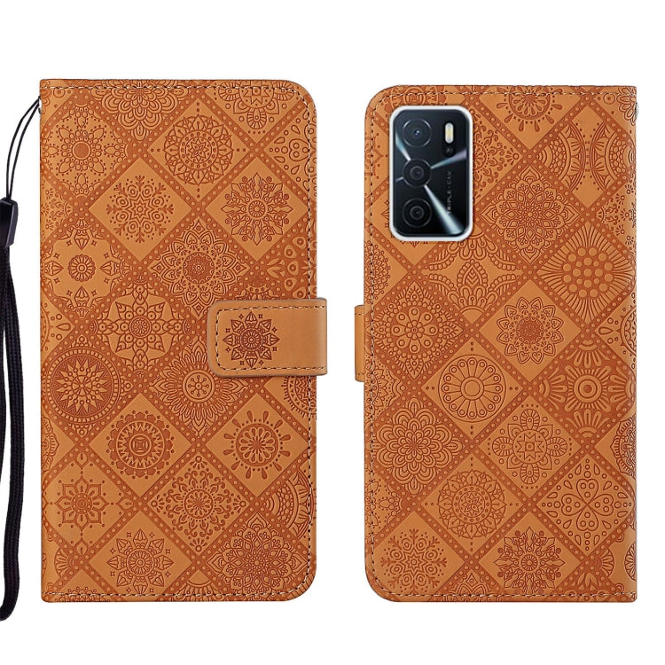 For OPPO A16 Ethnic Style Embossed Pattern Leather Phone Case