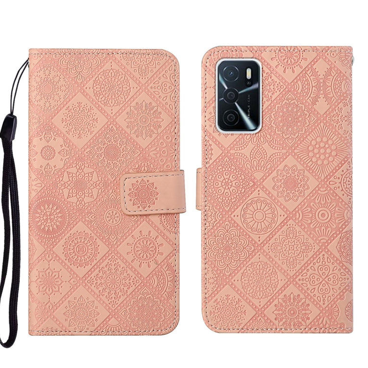 For OPPO A16 Ethnic Style Embossed Pattern Leather Phone Case