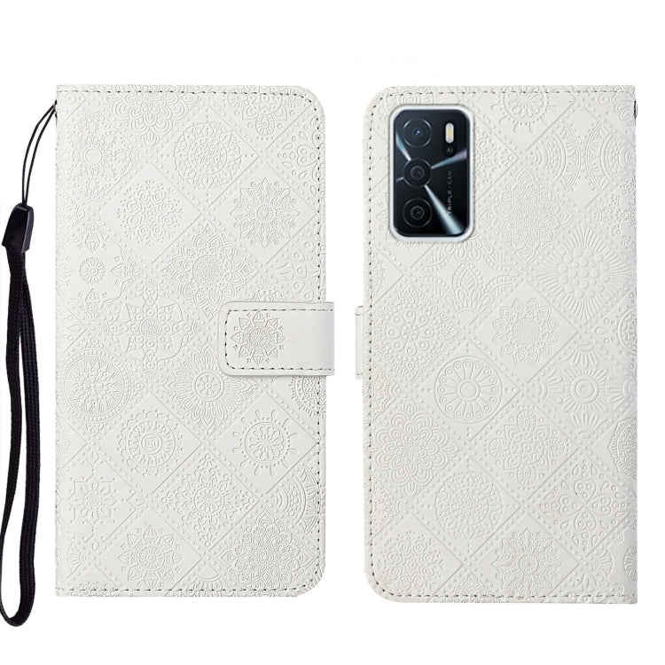 For OPPO A16 Ethnic Style Embossed Pattern Leather Phone Case