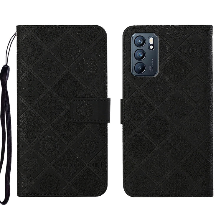 For OPPO Reno6 5G Ethnic Style Embossed Pattern Leather Phone Case