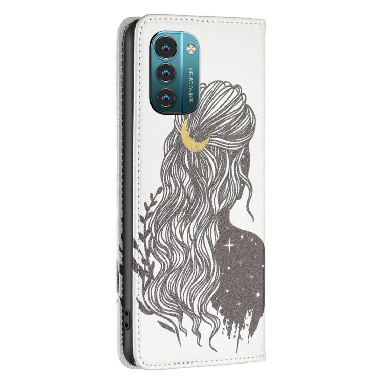 For Nokia G11 / G21 Colored Drawing Pattern Invisible Magnetic Leather Phone Case