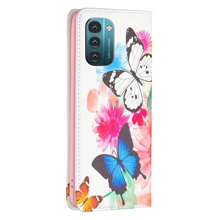 For Nokia G11 / G21 Colored Drawing Pattern Invisible Magnetic Leather Phone Case