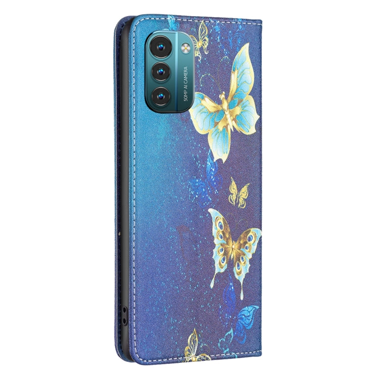 For Nokia G11 / G21 Colored Drawing Pattern Invisible Magnetic Leather Phone Case