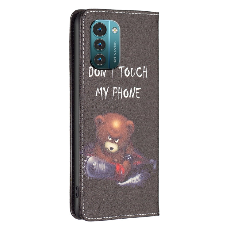 For Nokia G11 / G21 Colored Drawing Pattern Invisible Magnetic Leather Phone Case
