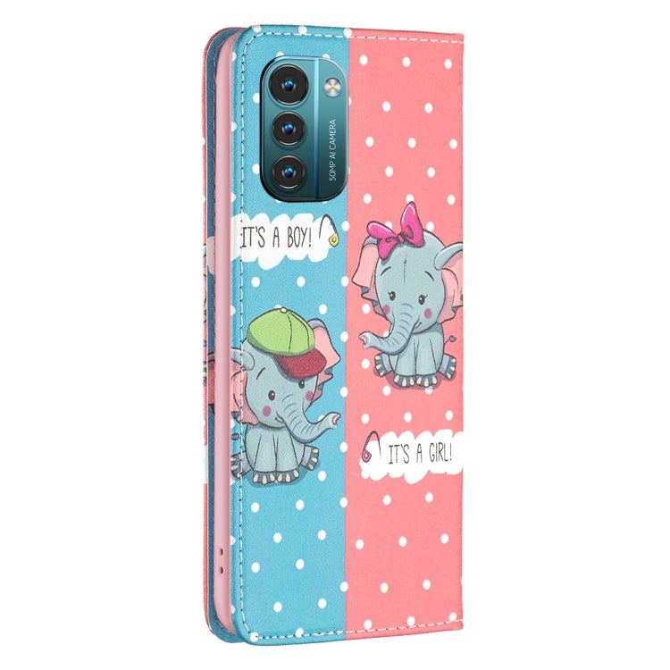 For Nokia G11 / G21 Colored Drawing Pattern Invisible Magnetic Leather Phone Case