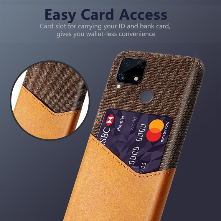 For OPPO Realme C25 Cloth Texture PC + PU Leather Back Cover Case with Card Slot