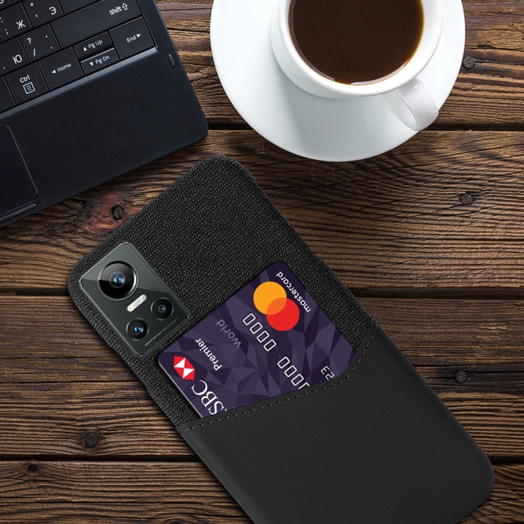 For OPPO Realme GT Neo3 Cloth Texture PC + PU Leather Back Cover Case with Card Slot